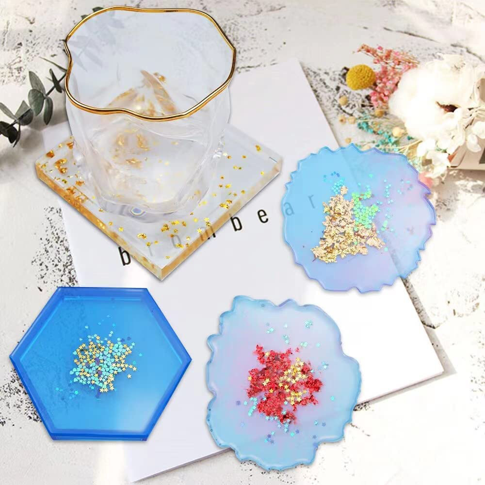 diy epoxy resin resin resin resin mold tools, square, round, wavy coasters, silicone molds Specification image