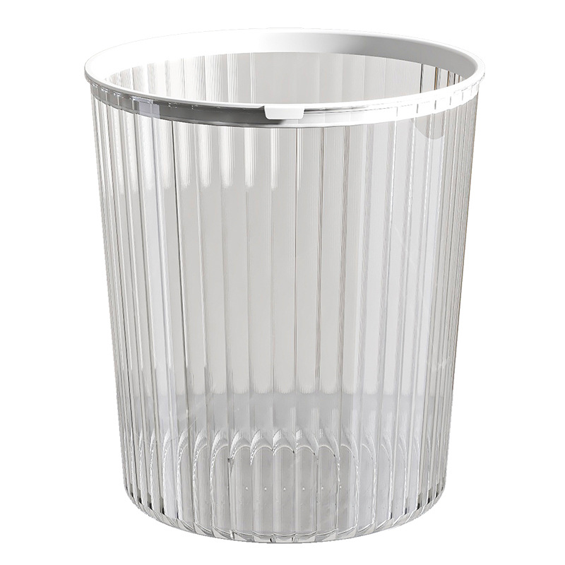 Transparent trash can, home living room, light luxury kitchen, toilet, bathroom, bedroom, office, large paper basket with pressure ring Item Picture