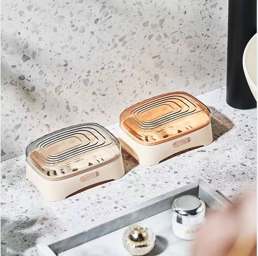 Creative new double-layer covered draining soap box, flip-top soap box, multi-functional soap box, creative bathroom Specification drawing