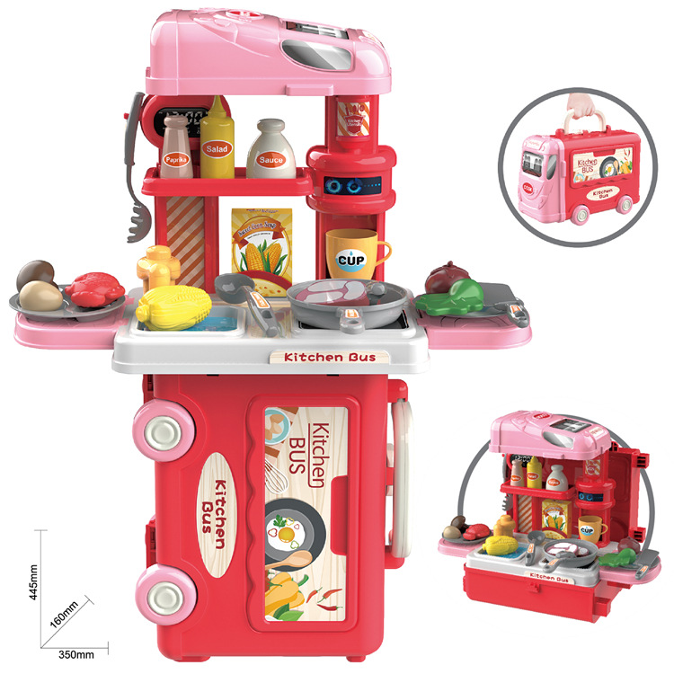 Cross-border children's kitchen tableware set, tools, screws, dentist, pet 3-in-1, bus, house play, suitcase, toys Application Scenario