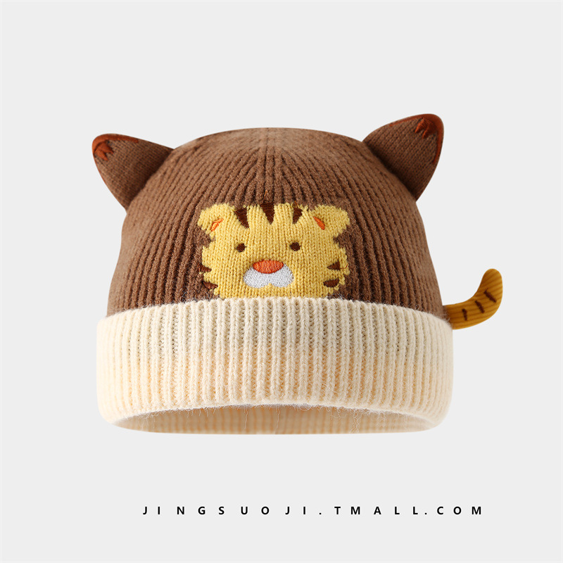 婴儿毛线帽秋冬季超萌可爱小老虎护耳帽婴幼儿宝宝冬天保暖针织帽详情8