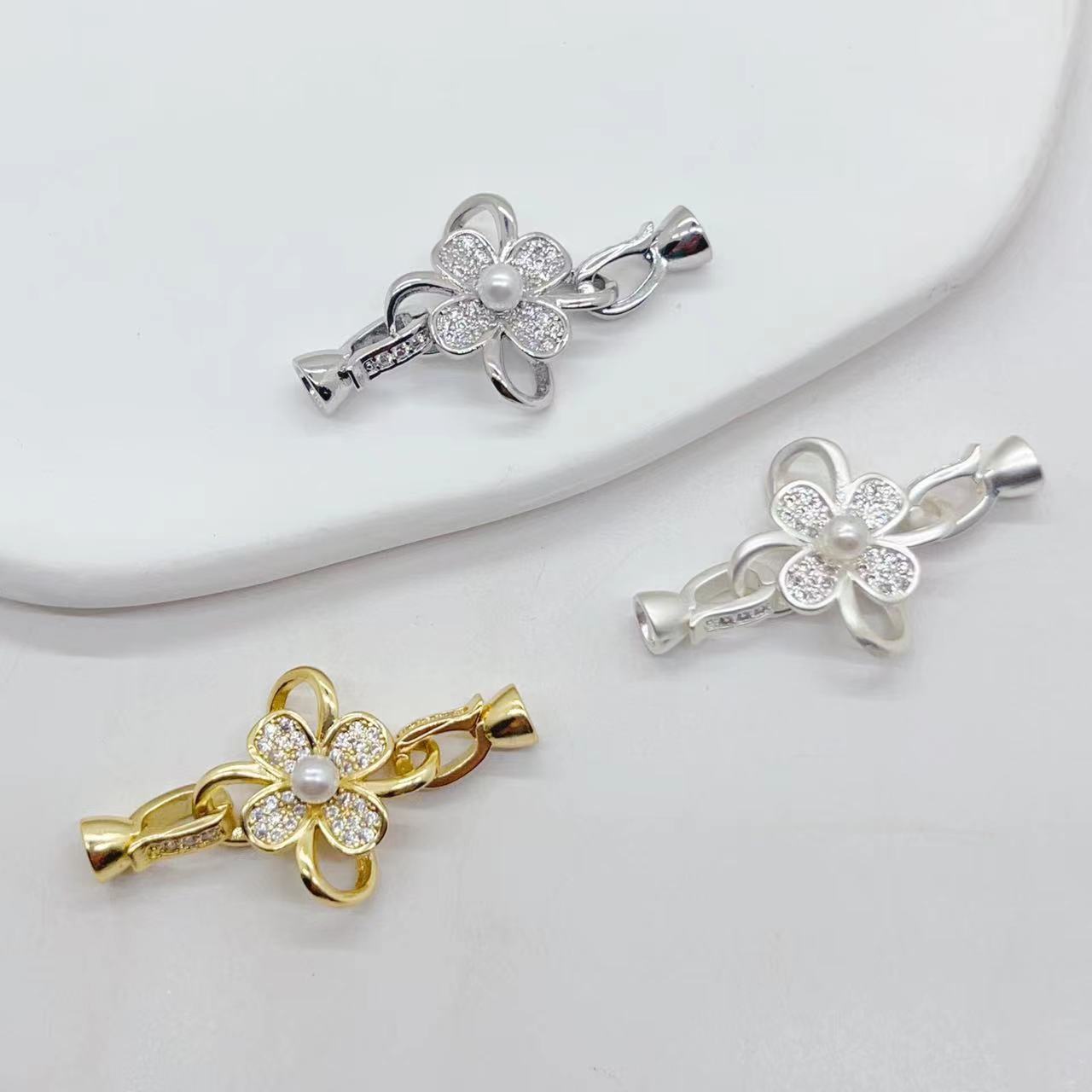 diy pearl buckle, necklace, bracelet, link buckle, end buckle, clover OT buckle, handcrafted universal buckle accessory