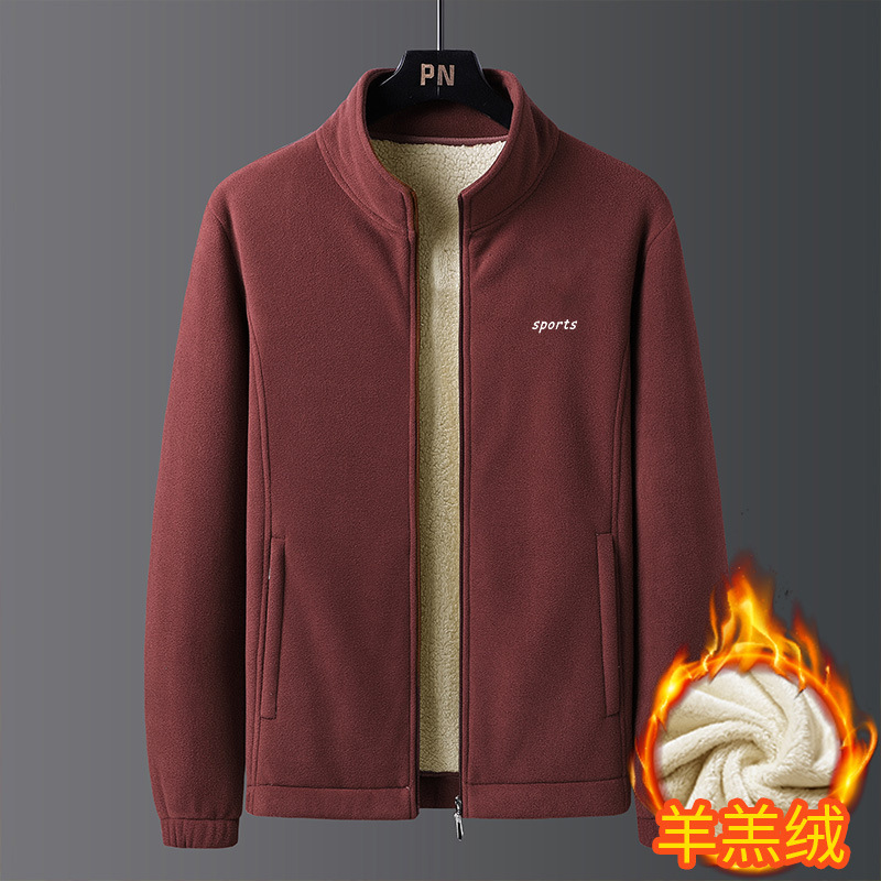 Fleece Jacket Lamb Fleece And Fleece Thickened Men's Coat Manufacturers Directly Supply Cross-Border Large-Size Hoodie In Autumn And Winter Specification drawing