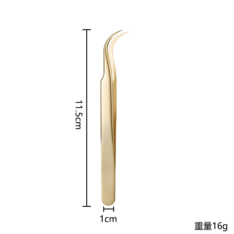 跨境珍珠金不锈钢高精密植眉夹假睫毛镊子不锈钢睫毛夹睫毛镊子