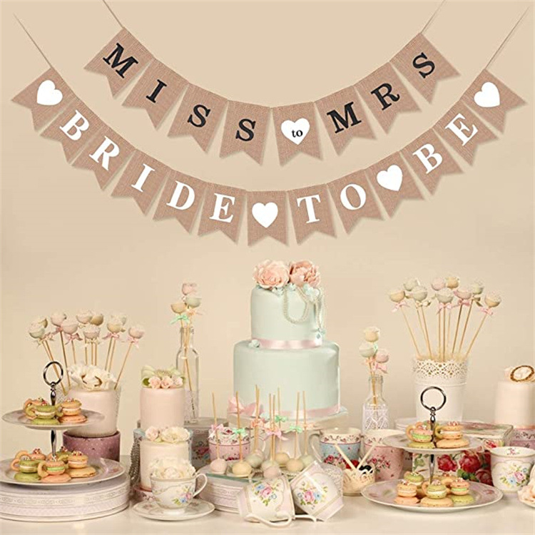 Miss to Mrs Linen banner Bride shower banner Party decorations