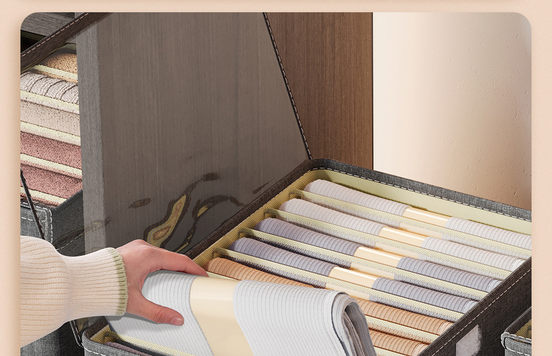 收纳盒衣服家用可折叠带盖整理盒抽屉式分隔装内衣裤子收纳神器详情29