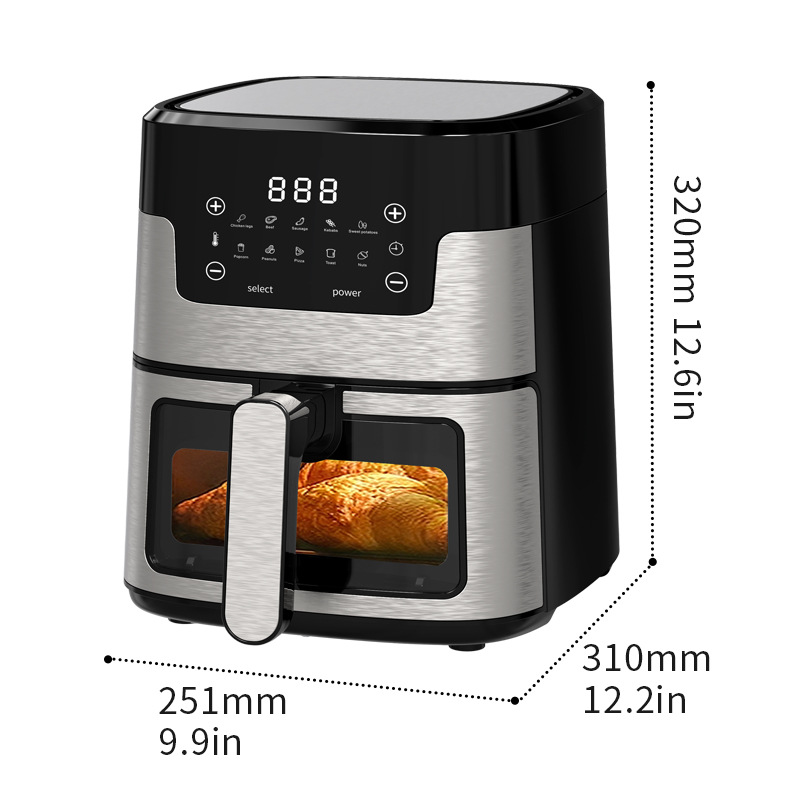 5L Air Fryer Large Capacity 2024 New Stainless Steel Visual Fryer Touch Cross-Border Custom European Regulations Application Scenario