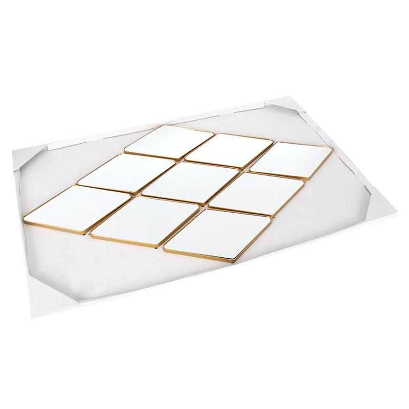 Factory direct sales of nine-piece sets of irregular-shaped self-adhesive mirrors, creative DIY diamond-shaped nine-piece sets of decorative mirrors, living room background wall stickers Application Scenario