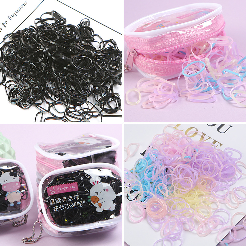 一次性彩色黑色小皮筋 女童头绳橡皮筋 宝宝发圈高弹力不伤发头绳