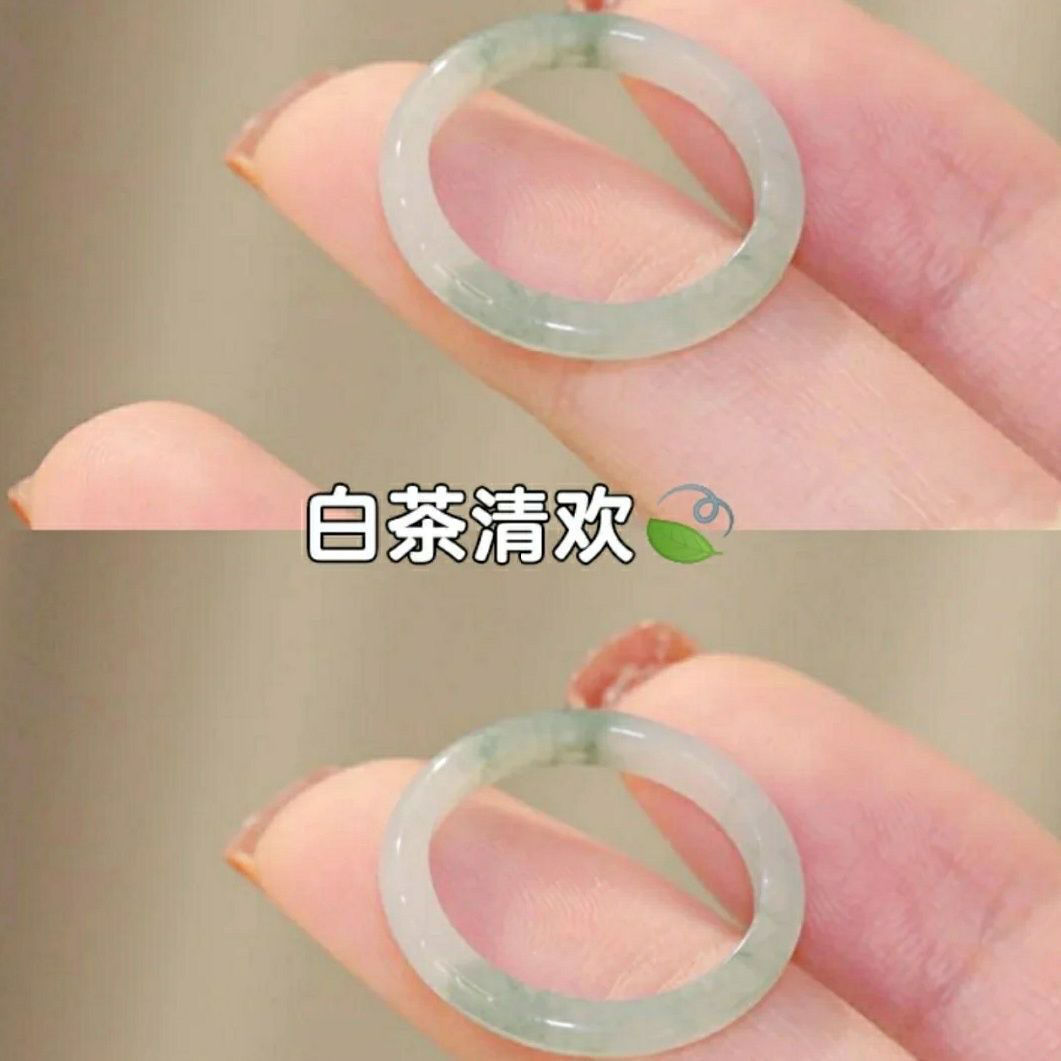 The original Chinese-style fine plain ring with imitation jade on Xiaohongshu, which does not fade, is a niche ancient-style jade ring for women Specification image