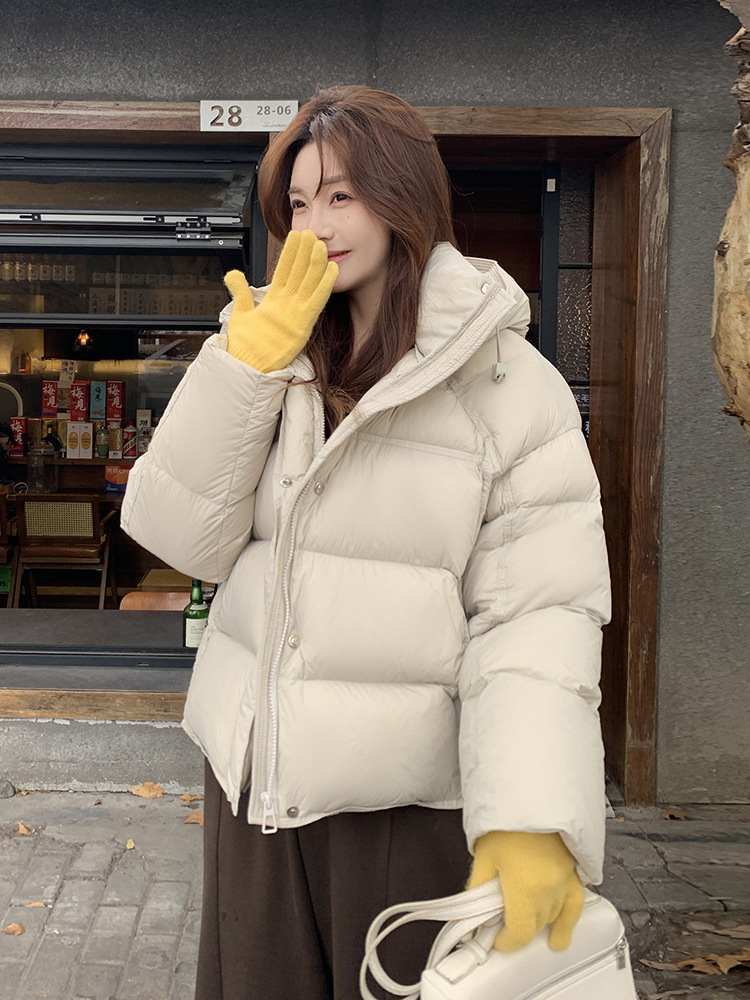 裳初90白鸭绒泡芙羽绒服女2025新款连帽面包服加厚羽绒外套平湖详情4