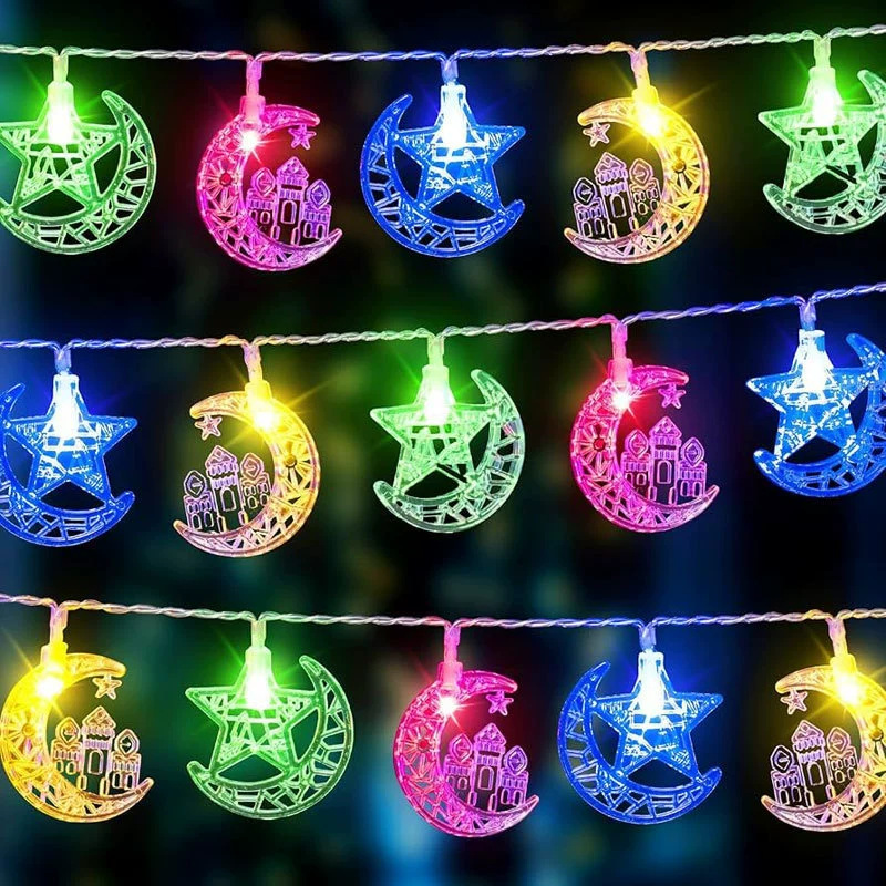 Eid al-Adha decorative lights string stars, moon castle festival party decorations, Middle Eastern decoration items, battery box lights Specification drawing