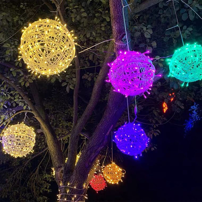 LED decorative lights, outdoor waterproof round ball lights, landscape hanging tree ball lights, Christmas and festival lighting projects, rattan ball light strings Specification image
