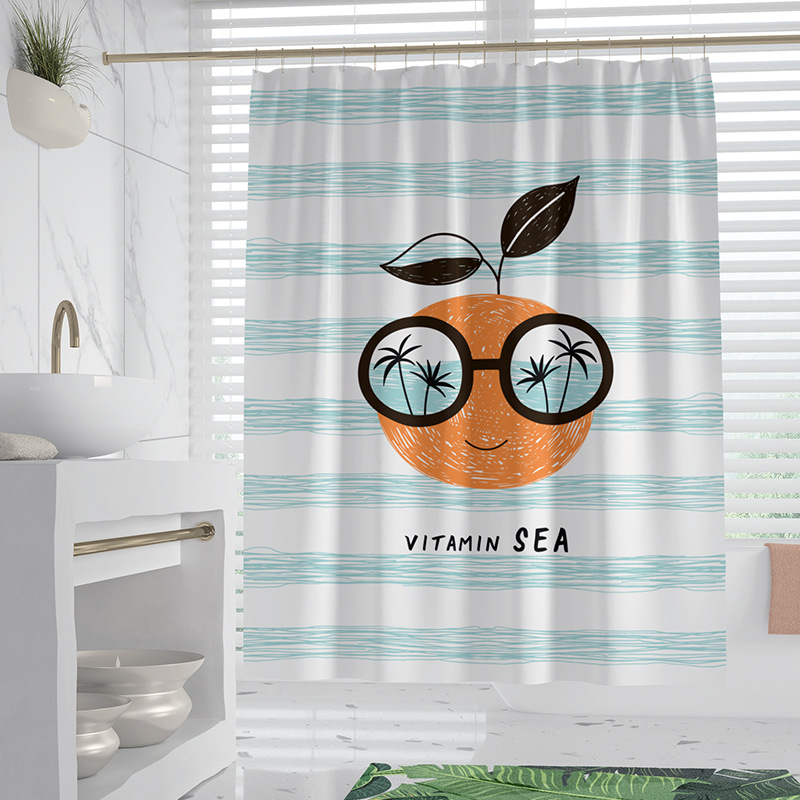 Small Fresh Series Of Household Shower Curtain Bathroom Curtain Hand-Painted Waterproof Shower Curtain Manufacturers Direct Wholesale Specification drawing
