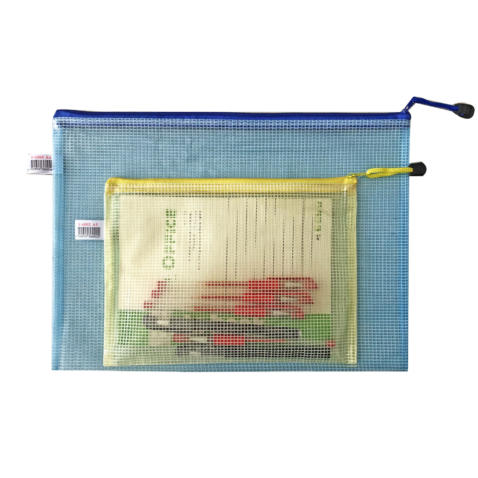 أكياس ملفات B4 مجموعات مواد يدوية مضادة للماء من مادة PVC في أكياس شبكية شفافة Item Picture