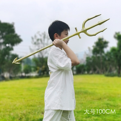 Golden Aquaman Trident Weapon Cosplay Props Rubber Model Movie Version Dc Justice League Gift details Picture