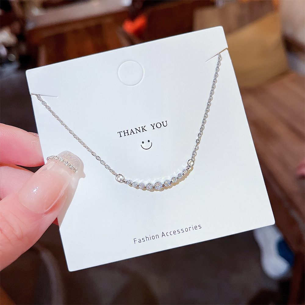 Korean Version Of Light Luxury Necklace Titanium Steel Wholesale Women's Cold Wind Choker 2024 New Smile Sweet Collarbone Chain