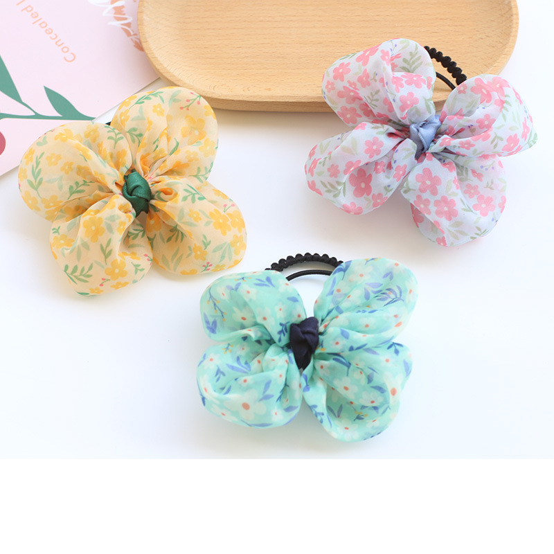 New Korean Version Floral Bow Hair Tie Girl Sweet Little Flower Rubber Band Baby Cute Princess Hair Band Hair Accessories Application Scenario