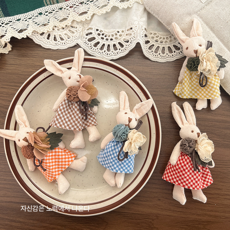 New sweet and cute fabric checkered dress, rabbit brooch, pin, clothes, bags, scarves, some shoes and socks to match details Picture