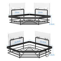 Black stainless steel bathroom triangle shelf Perforation-free kitchen corner storage shelf Bathroom shelf
