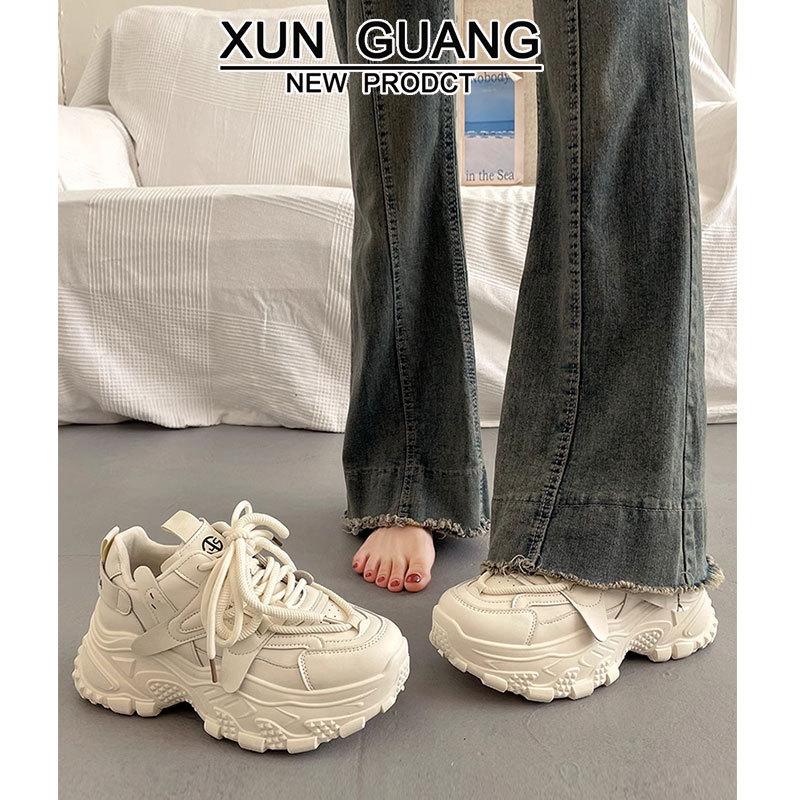 真皮老爹鞋女款2025春季新款百搭小白鞋厚底休闲鞋运动鞋增高鞋子