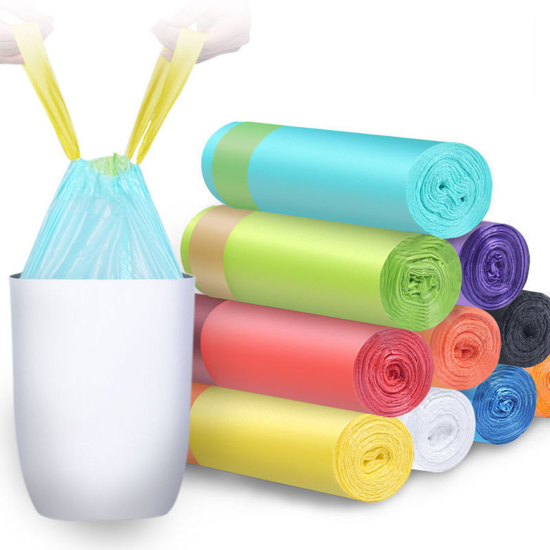 家用加厚抽绳彩色垃圾袋手提自动收口一次性厨房垃圾袋塑料袋
