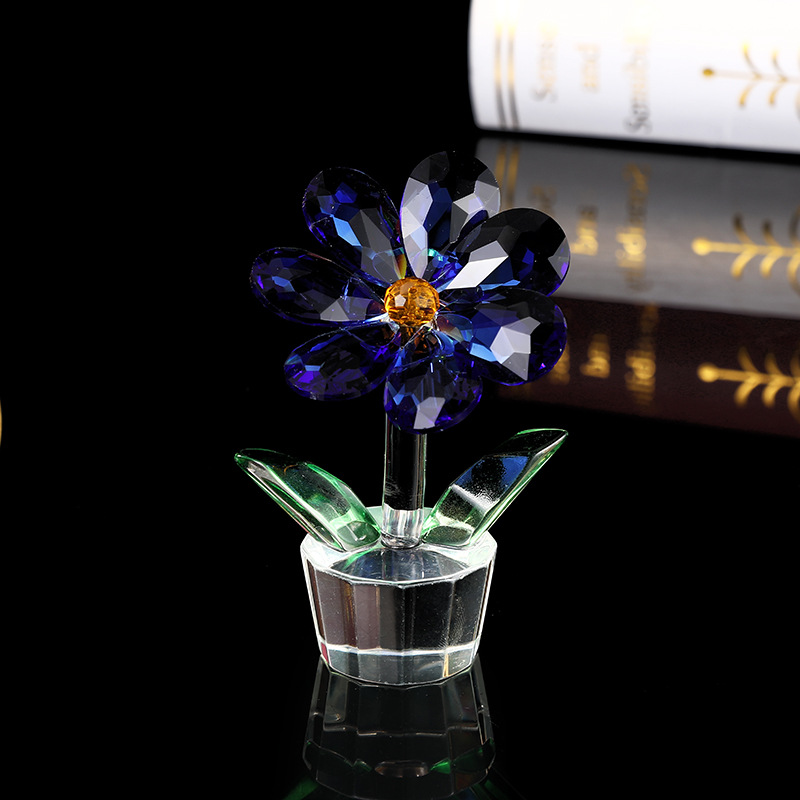 创意礼品仿真花朵水晶摆件居家客厅装饰玻璃花朵植物桌面工艺摆件详情图3