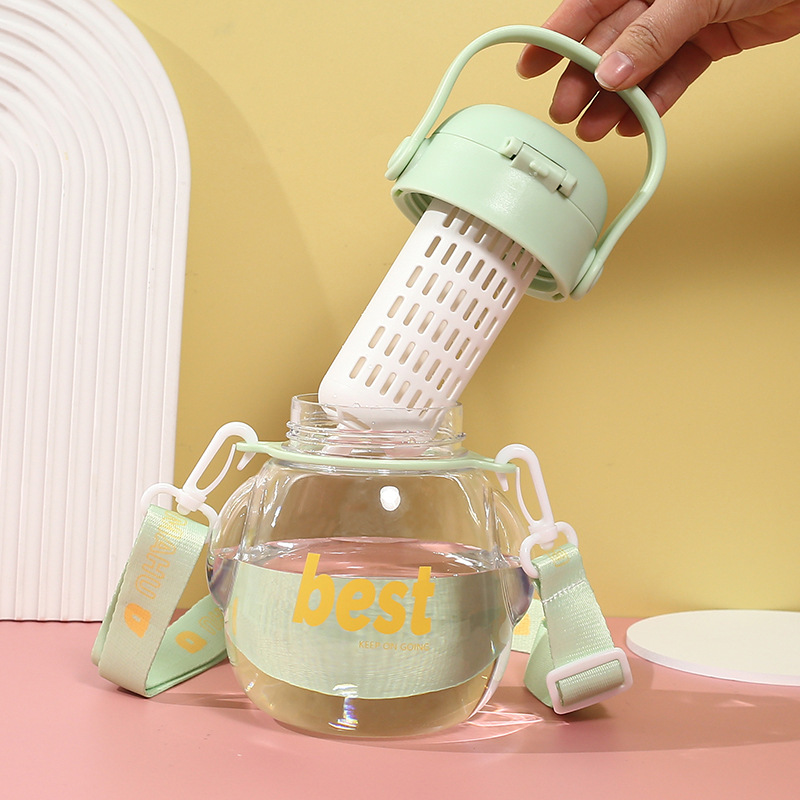 Tritan water cup, creative girls' big belly water cup, fresh and simple large-capacity cup, straw cup, student gift details Picture