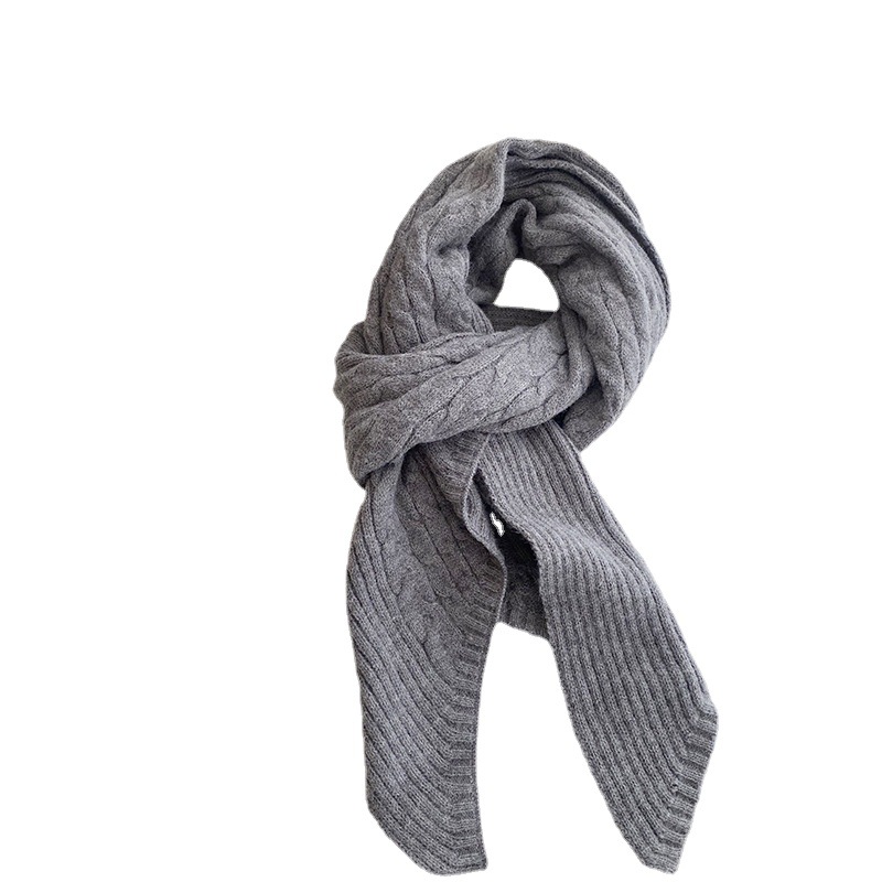 Wholesale Winter New Korean Couples All The Warm Shawl Thick Knit Twist Monochrome Imitation Cashmere Scarf Item Picture