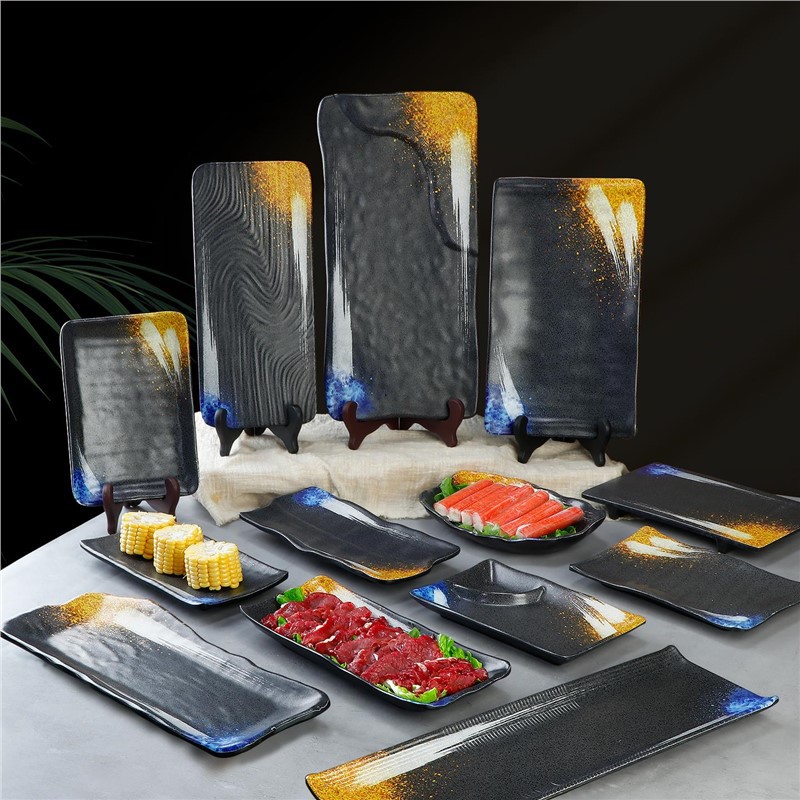 Melamine tableware, Japanese barbecue special plate, imitation porcelain commercial restaurant hot pot restaurant side dish plate, barbecue plate, snack plate details Picture