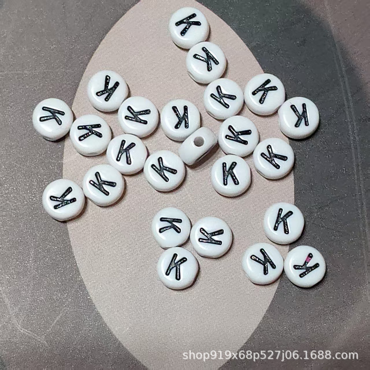 亚克力字母珠穿孔扁圆形珠子塑料串珠DIY手工材料儿童饰品配件详情3