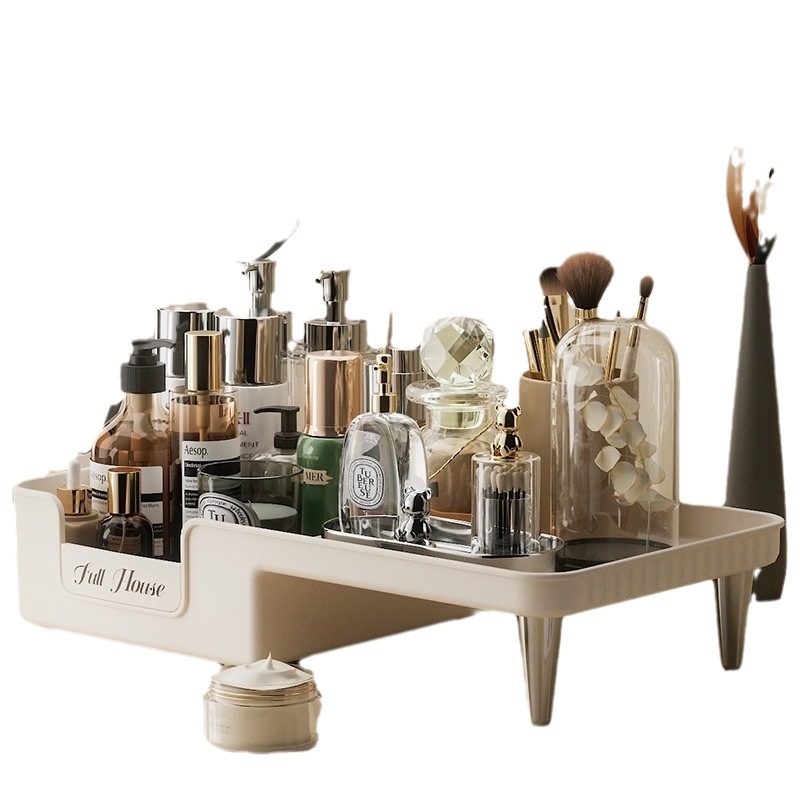 Light luxury ins style cosmetics storage shelf Vanity mask storage shelf Bathroom dustproof desktop storage box 01237-8001 Item Picture