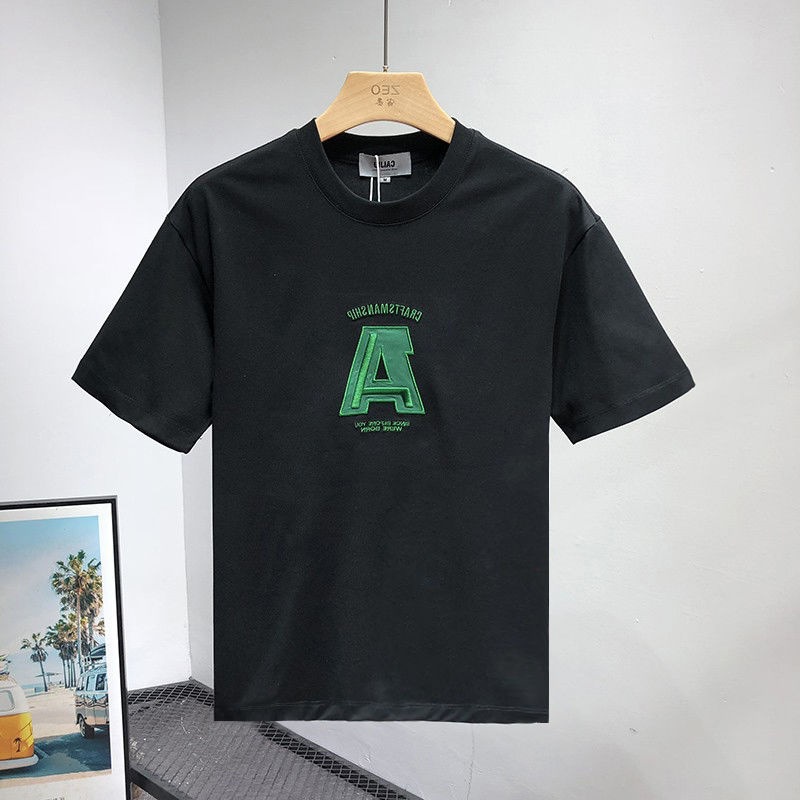 2022春夏季东大门潮流男圆领短袖T恤男装青年字母刺绣打底衫上衣