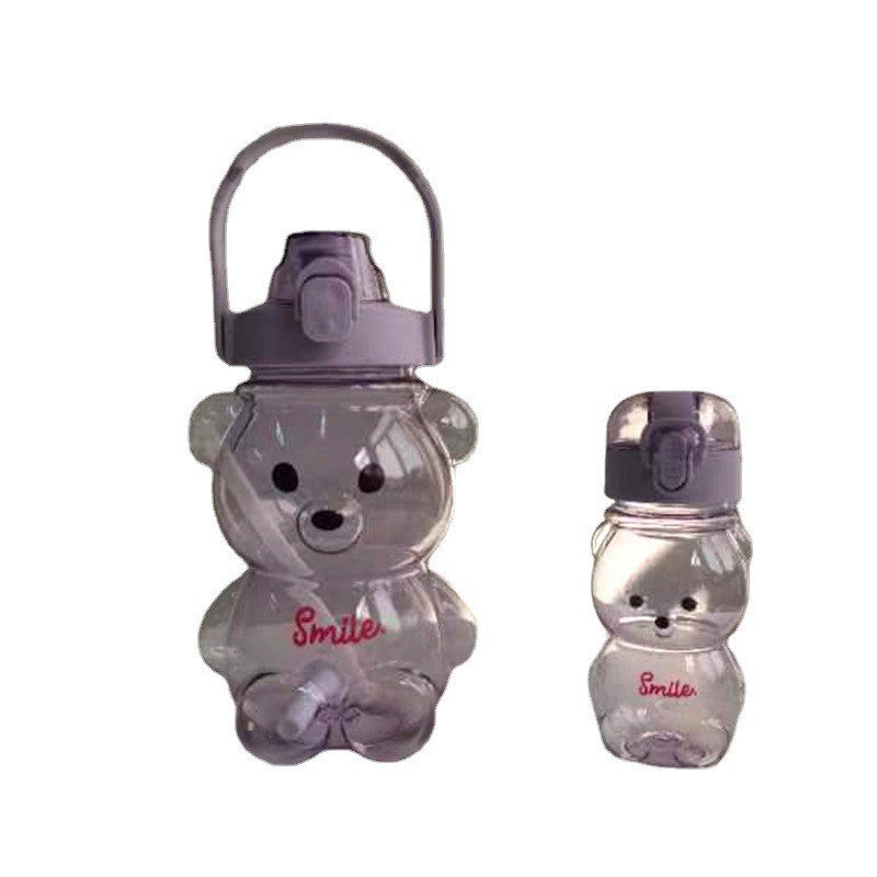Outdoor Portable Children's 2-Piece Set Bear Transparent Cup Large Capacity With Big Belly Cup Bouncing Straw Cup Item Picture