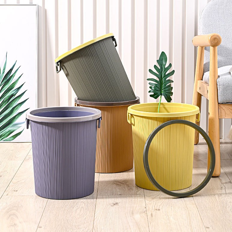 Wholesale press ring type household plastic uncovered open waste paper bins, thickened office, living room, kitchen and toilet wastebaskets details Picture