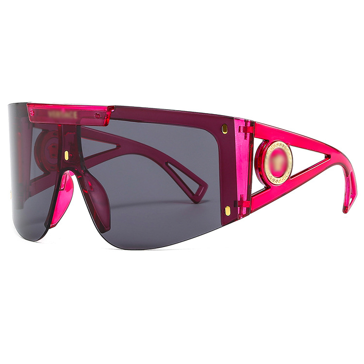 New one-piece hollowed-out large-frame one-piece sunglasses for women, European and American sunglasses, trendy street style, cross-border cycling glasses 4393 Item Picture