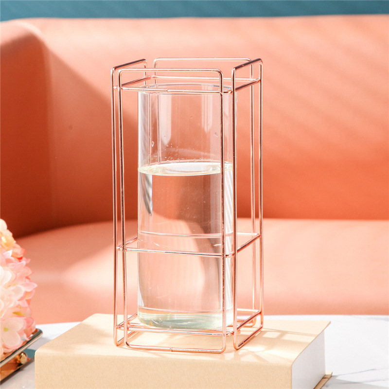 Square Glass Vase Home Decoration Living Room Table Sample Room Soft Decoration Specification drawing