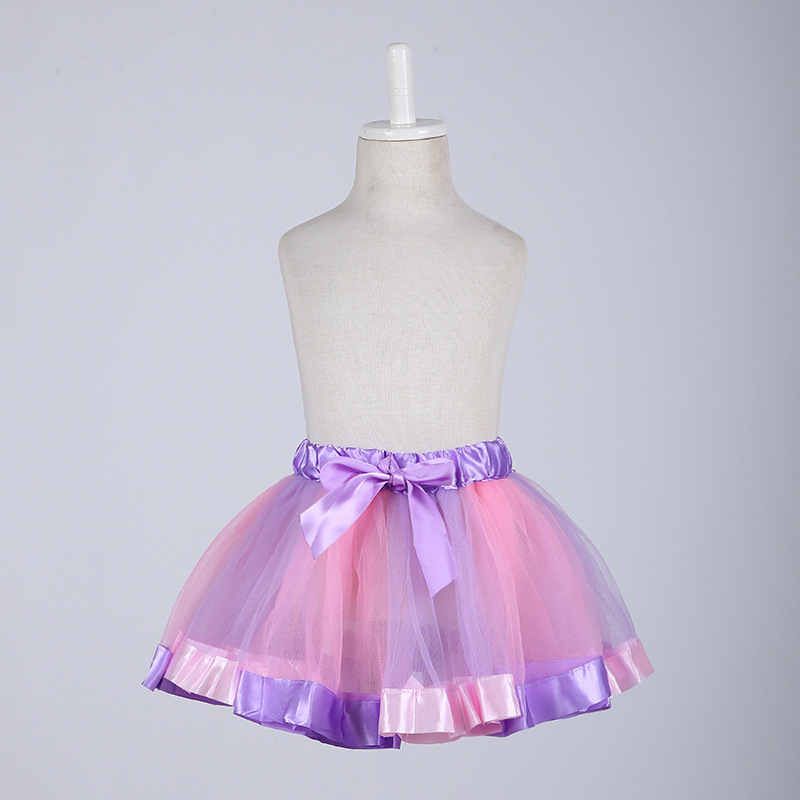 Rainbow dress Mesh tutu dress Children's Dance dress Girls' half children's dress Show Pompous dress Specification drawing