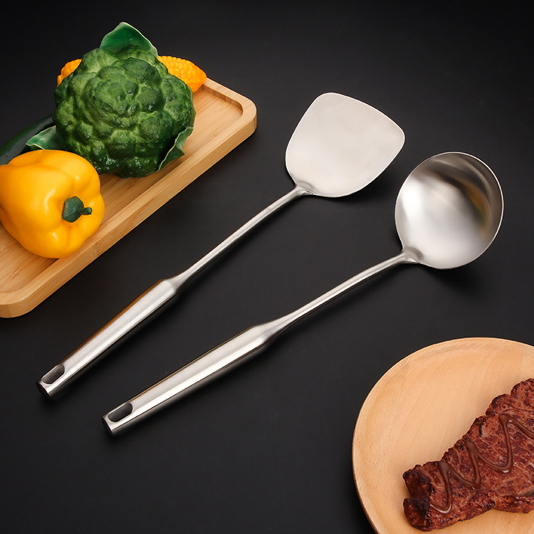 不锈钢锅铲家用炒菜铲子厨房用具一体防烫手柄铲子汤勺厨具套装