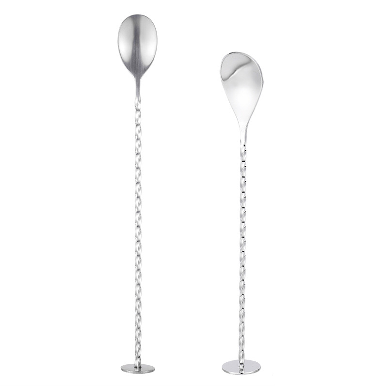 Stainless Steel Drop Bar Spoon Fine Thread Bar Spoon Cocktail Mixing Spoon Tear Drop Bar Spoon Bar Mixer Spoon Stirring Stick Item Picture