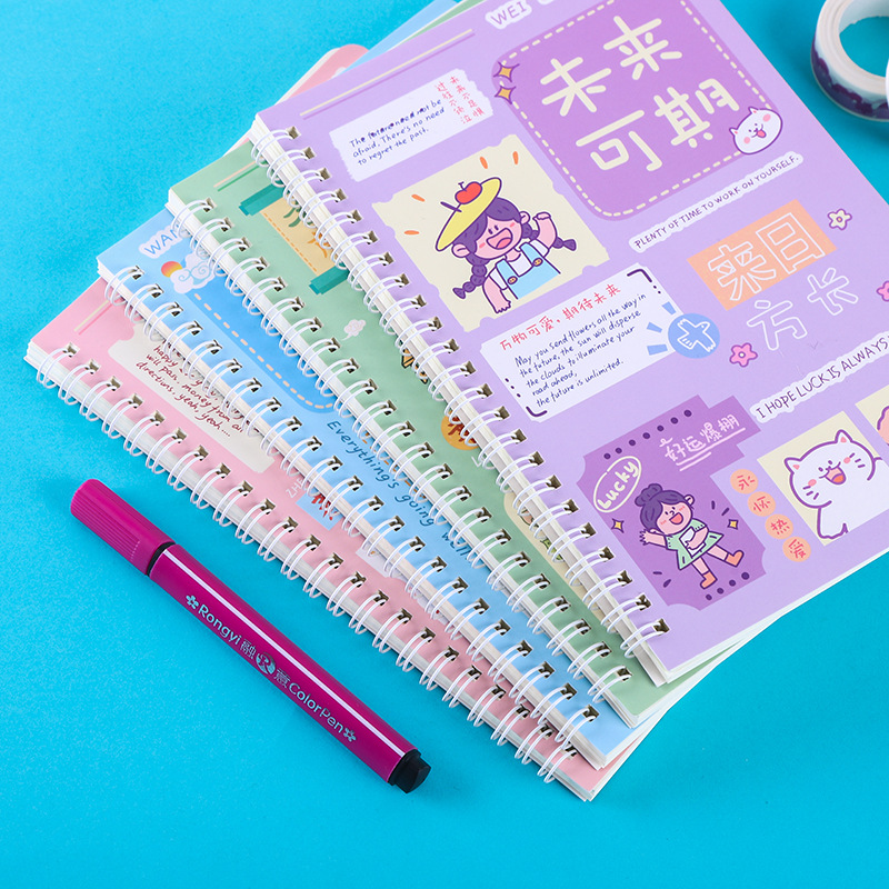 Inspirational Cartoon A5 Flip Notebook Creative Notepad Student Stationery Wholesale Coil Book