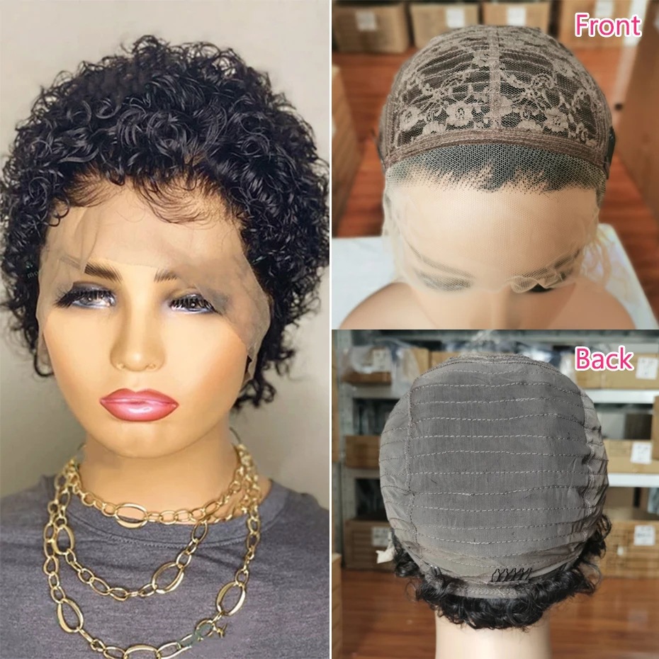 Export European and American wigs, lace, African small curls, full real hair, forehead curls, export style, one-piece consignment factory