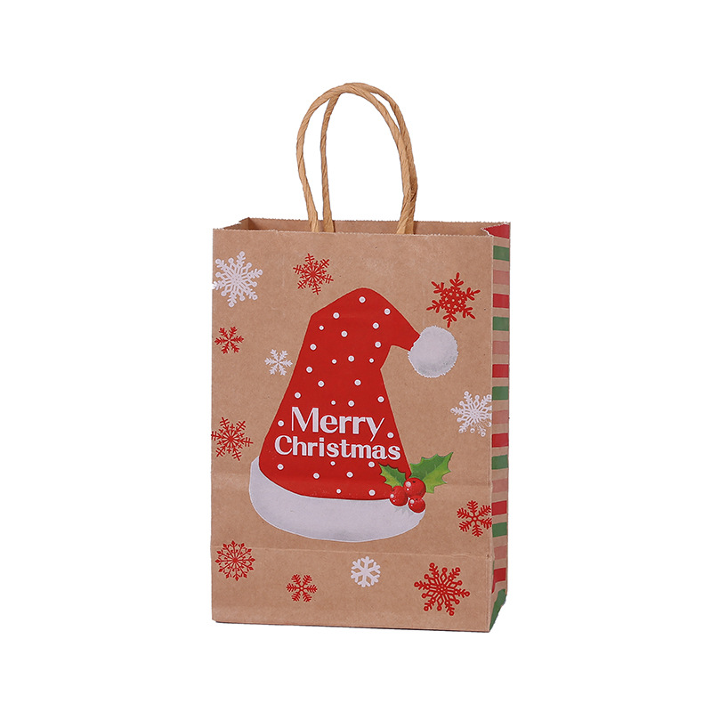 Factory direct sales cross-border Christmas gift bags, striped hand-held gift bags, party festival candy hand-held bags Item Picture