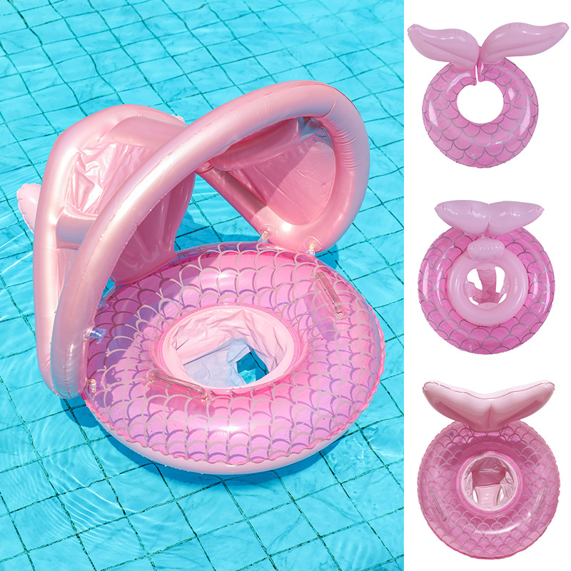Ins With Covered Mermaid Children's Trouser Loops Fishtail Baby Split Swim Ring Double Air Bag Kids Seat Wholesale