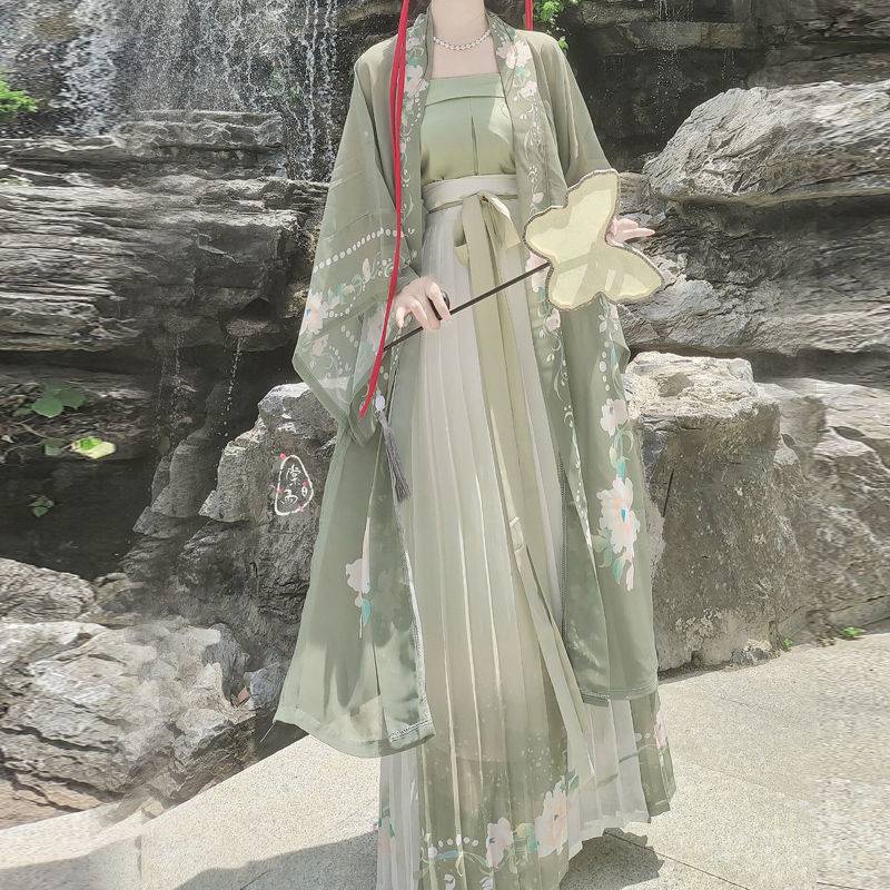Chinese trend Hanfu for women, Song Dynasty printed long Gan Temple waist-length pleated skirt, fresh and daily spring and summer style Specification image