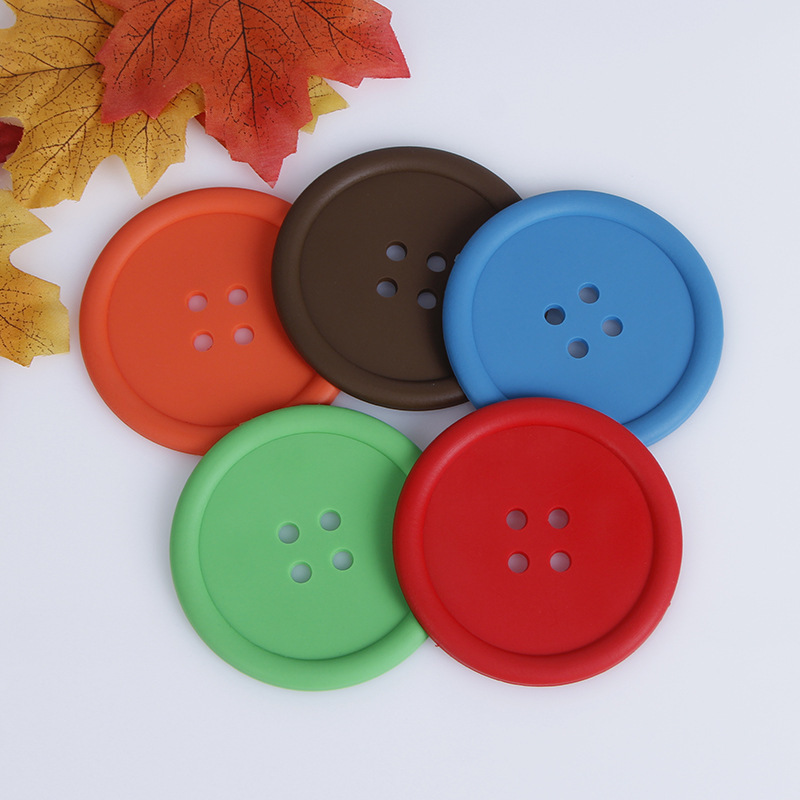 Creative home PVC soft rubber button coasters Item Picture