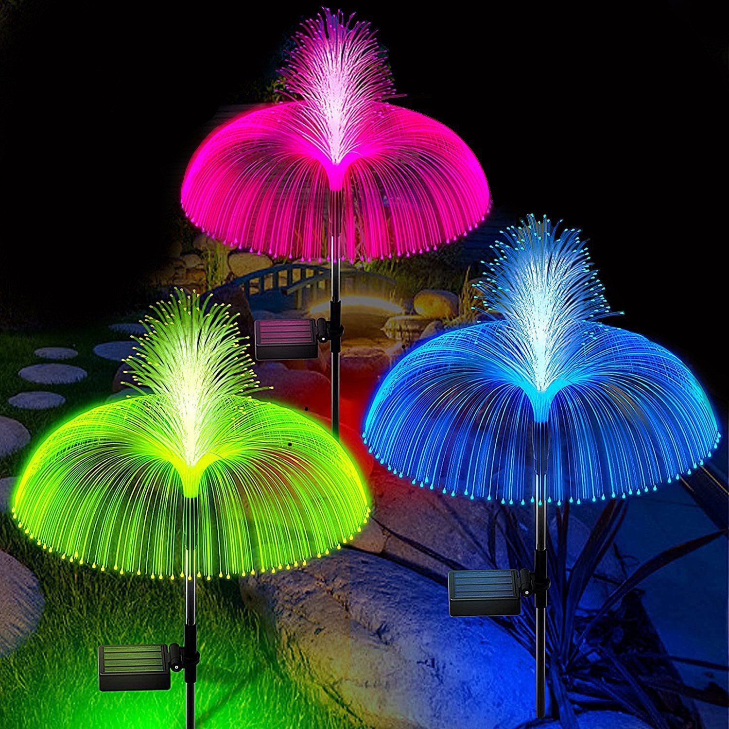 Amazon solar jellyfish light, outdoor waterproof garden light, garden lawn light, decorative landscape ground insert ambient light details Picture