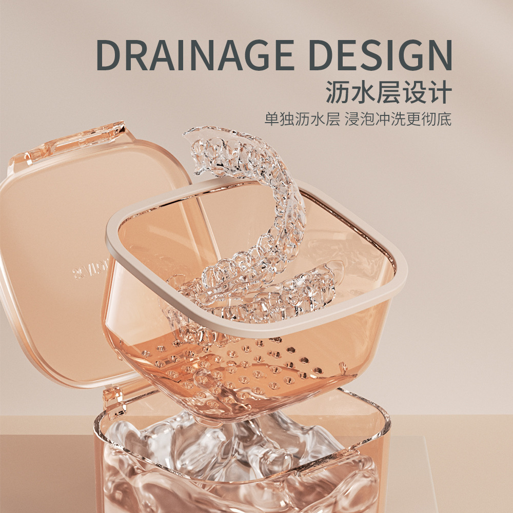 Portable Cleaning And Immersion Orthodontic Retainer Invisible Denture Box Braces Teeth Baby Teeth Storage Box Specification drawing