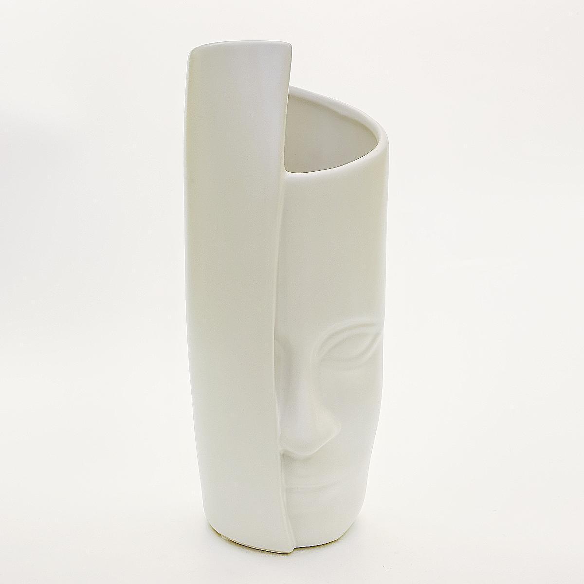 北欧简约人面艺术陶瓷花瓶摆件家居样板间软装插花白色花瓶摆设图
