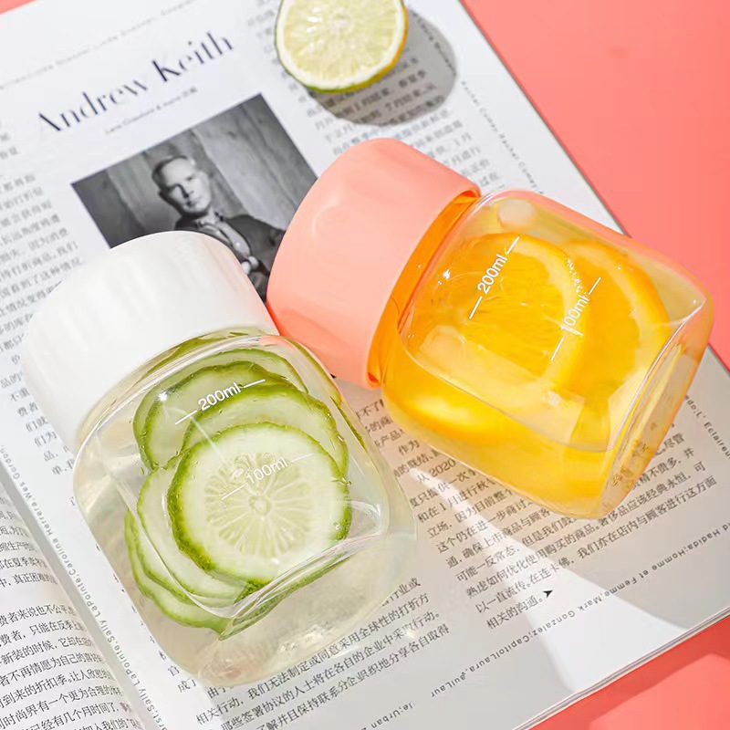 高颜值小胖杯可爱胖胖杯迷你便携水杯简约带刻度网红通用玻璃杯子详情图3